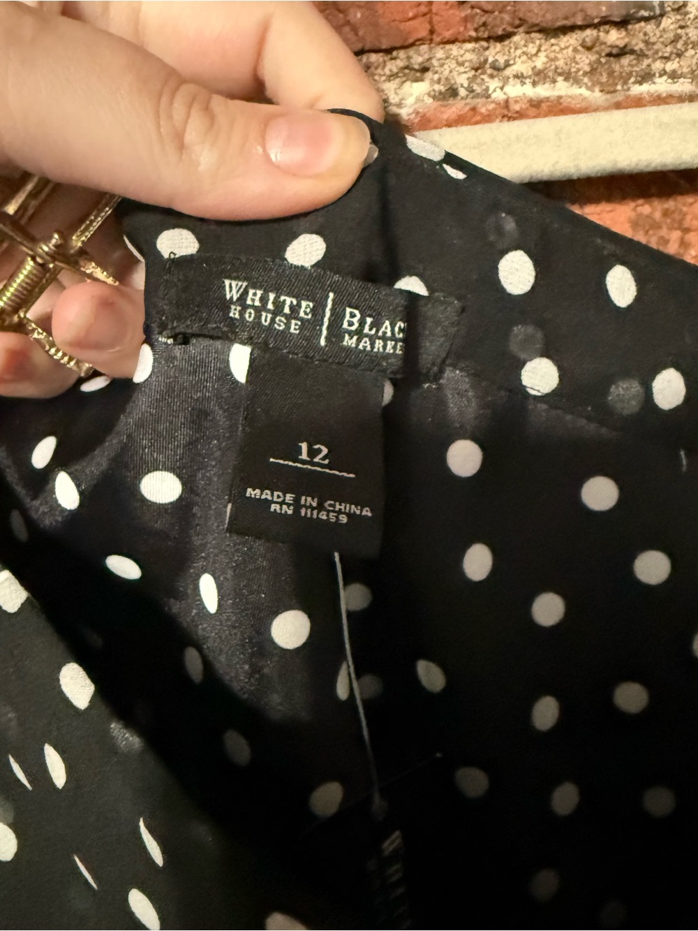 White House Black Market Black One-Shoulder Polka Dot Dress - Picture 2 of 3
